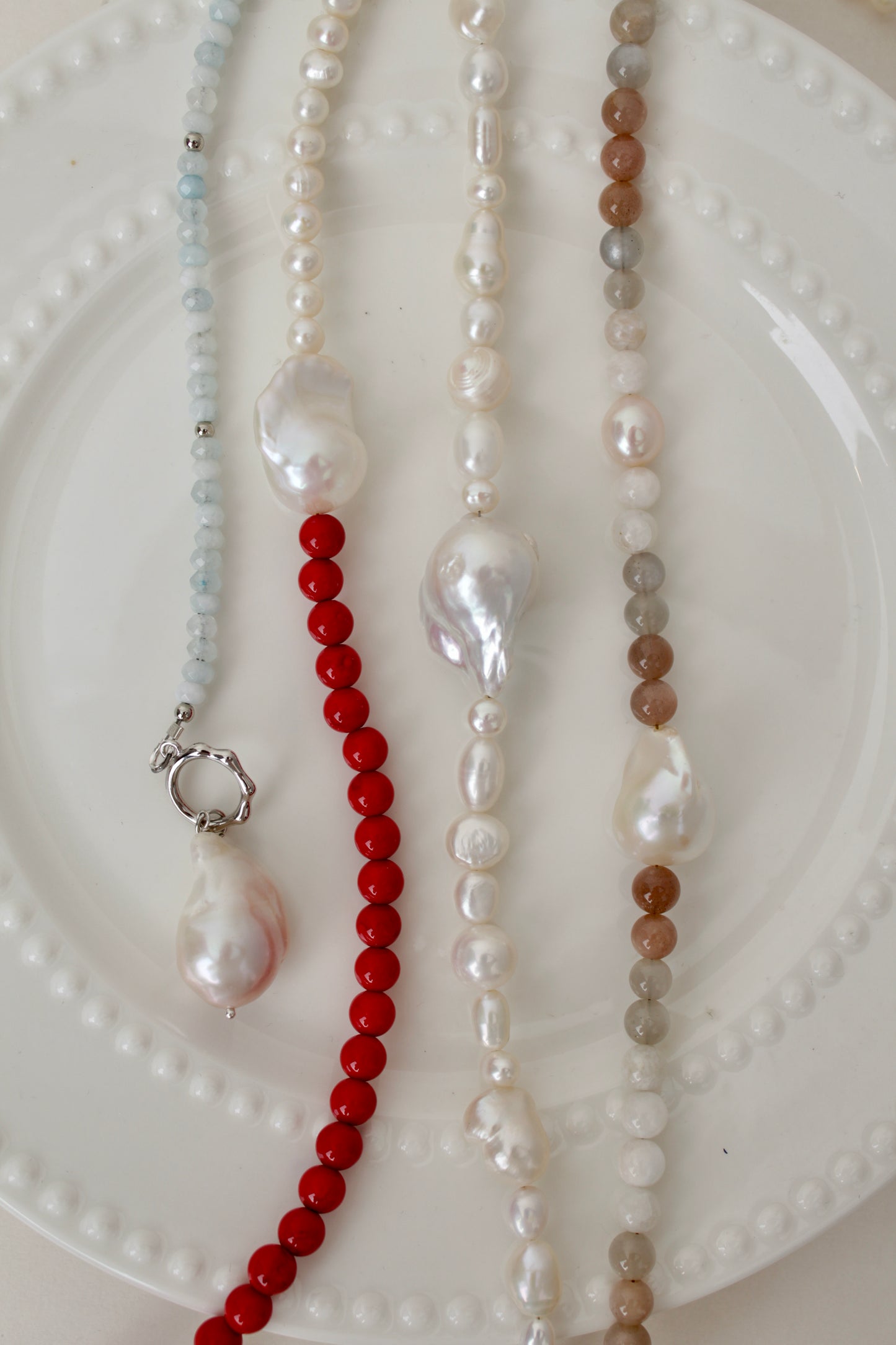 Lava - Coral and Baroque Pearl Choker