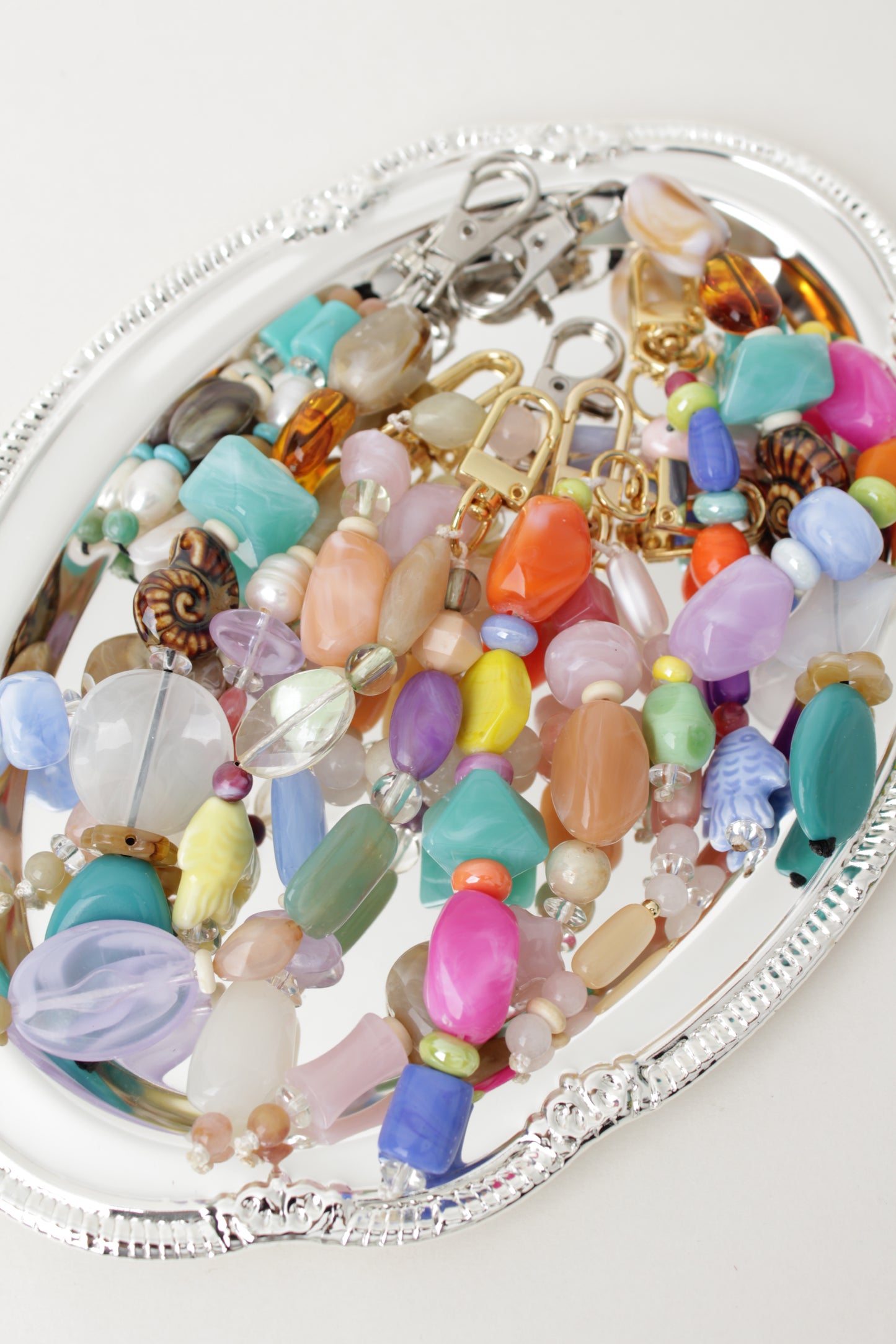 Turquoise and brown Beads Bag Charm.