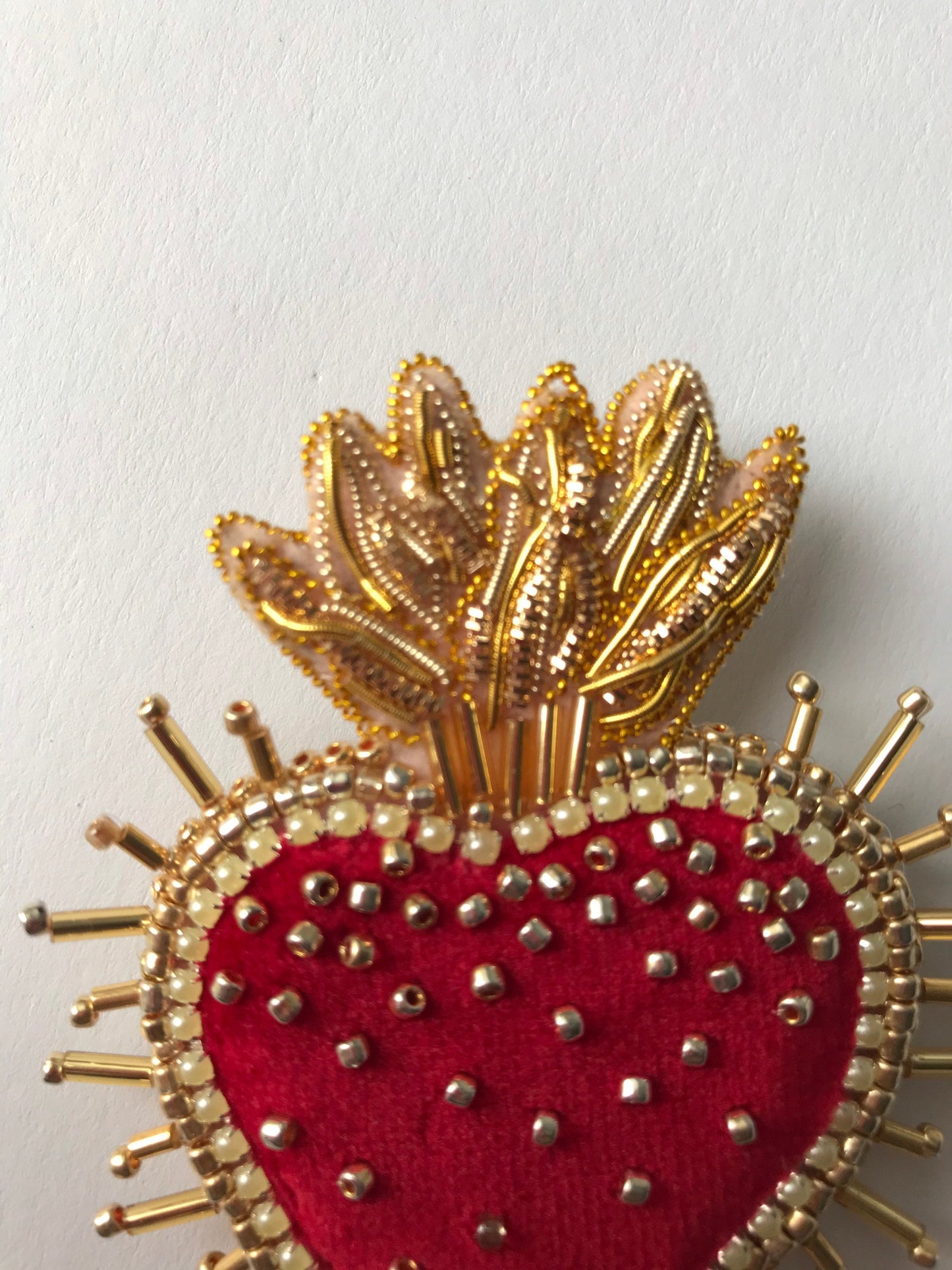 Sacred Heart Embroidered Brooch
