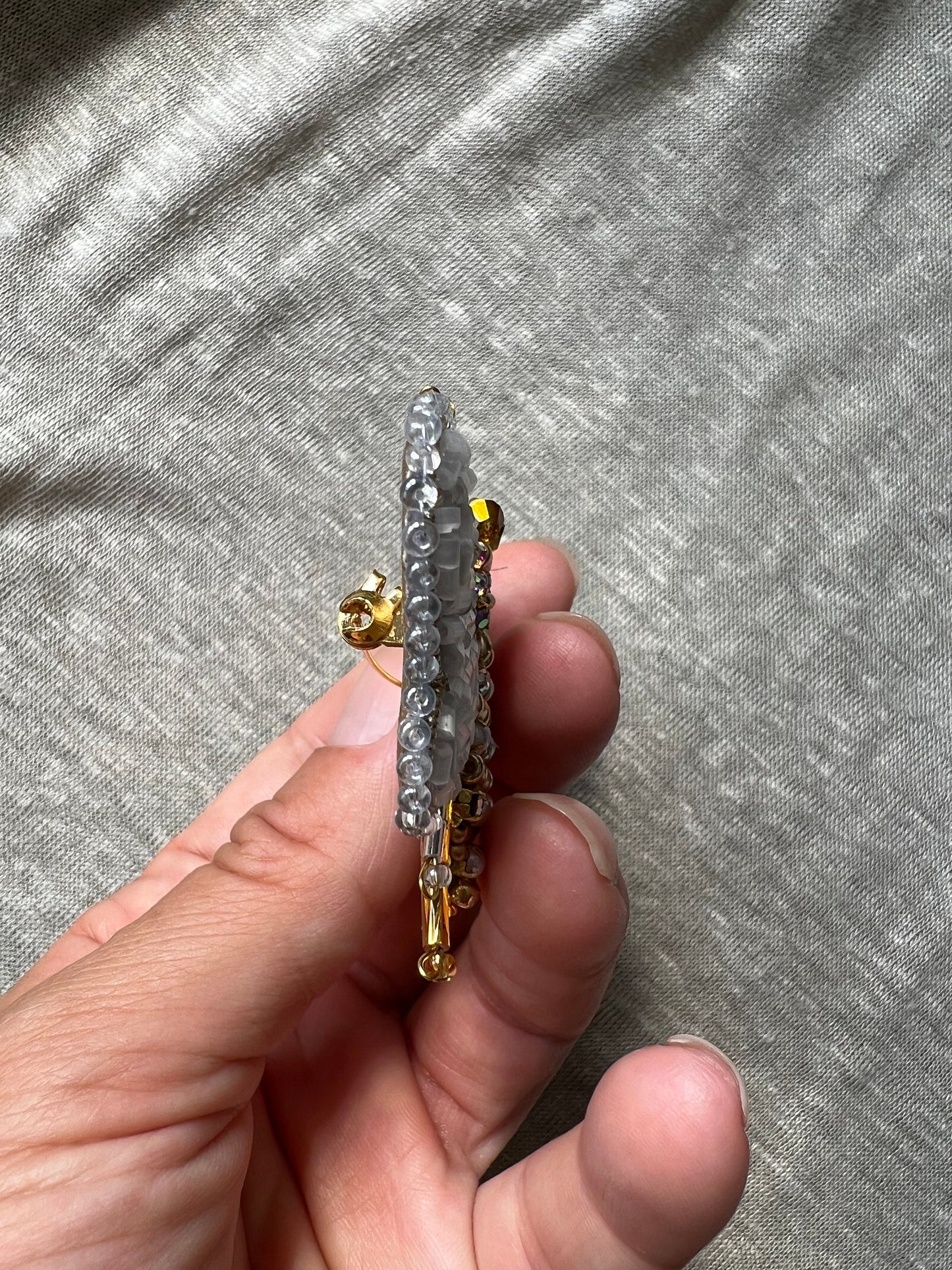 Golden Bee Embroidered Brooch