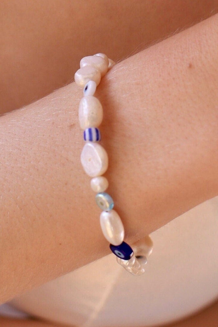 Evil Eye Pearl Bracelet