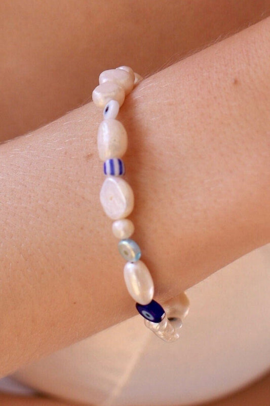 Evil Eye Pearl Bracelet
