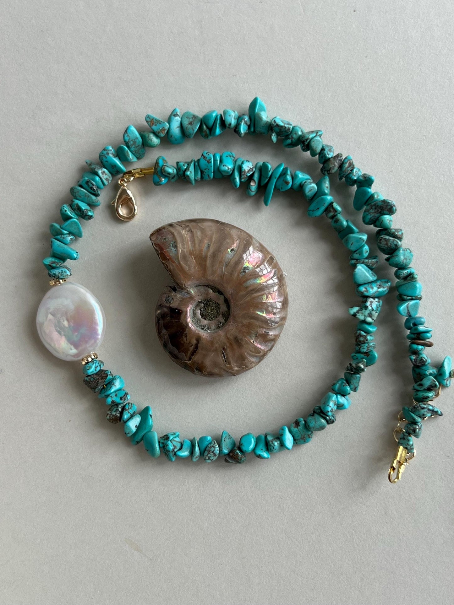 Siren - Turquoise and Baroque Pearl Necklace