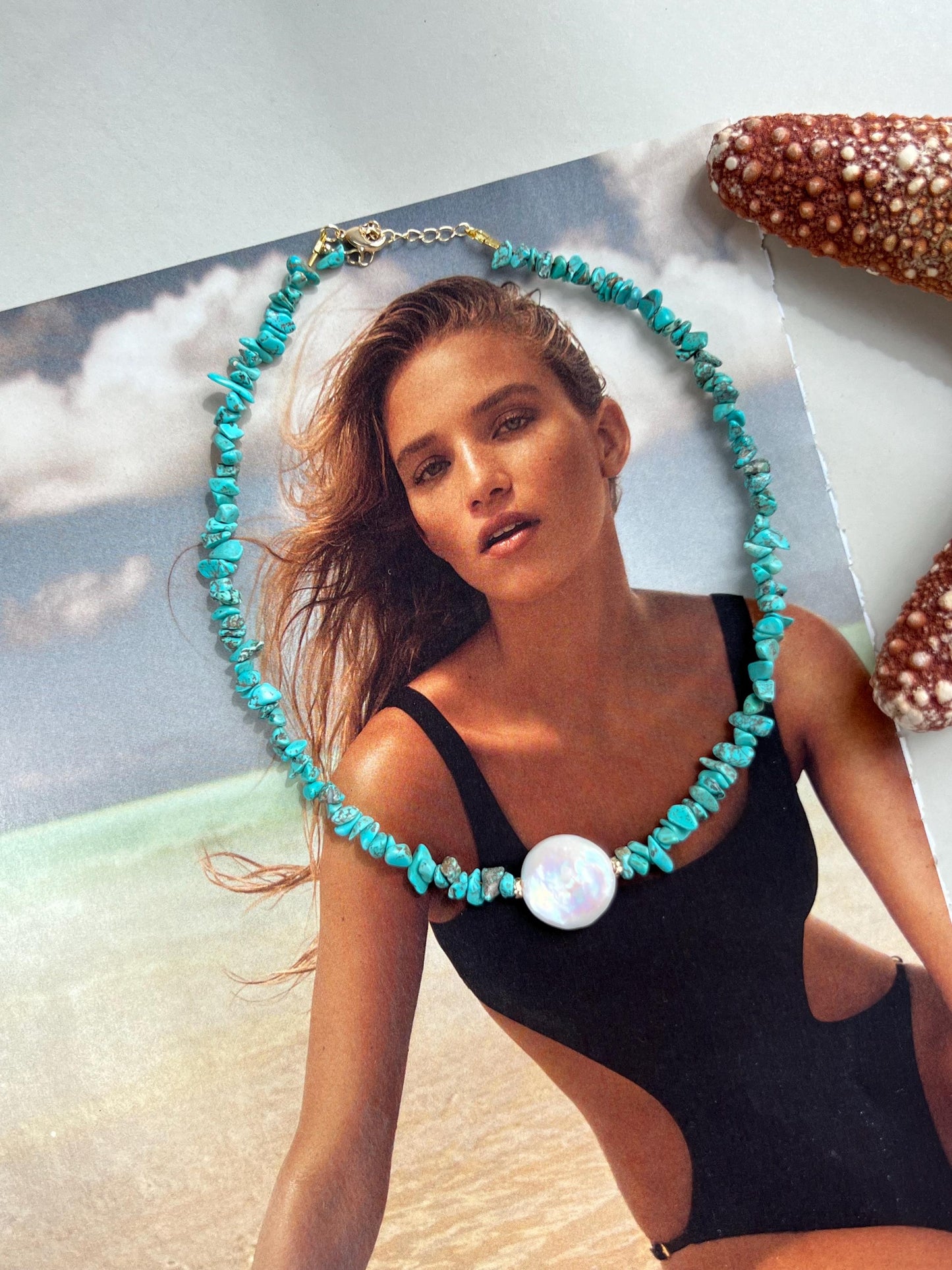 Siren - Turquoise and Baroque Pearl Necklace