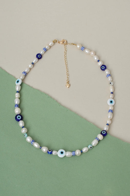 Evil Eye Pearl Necklace