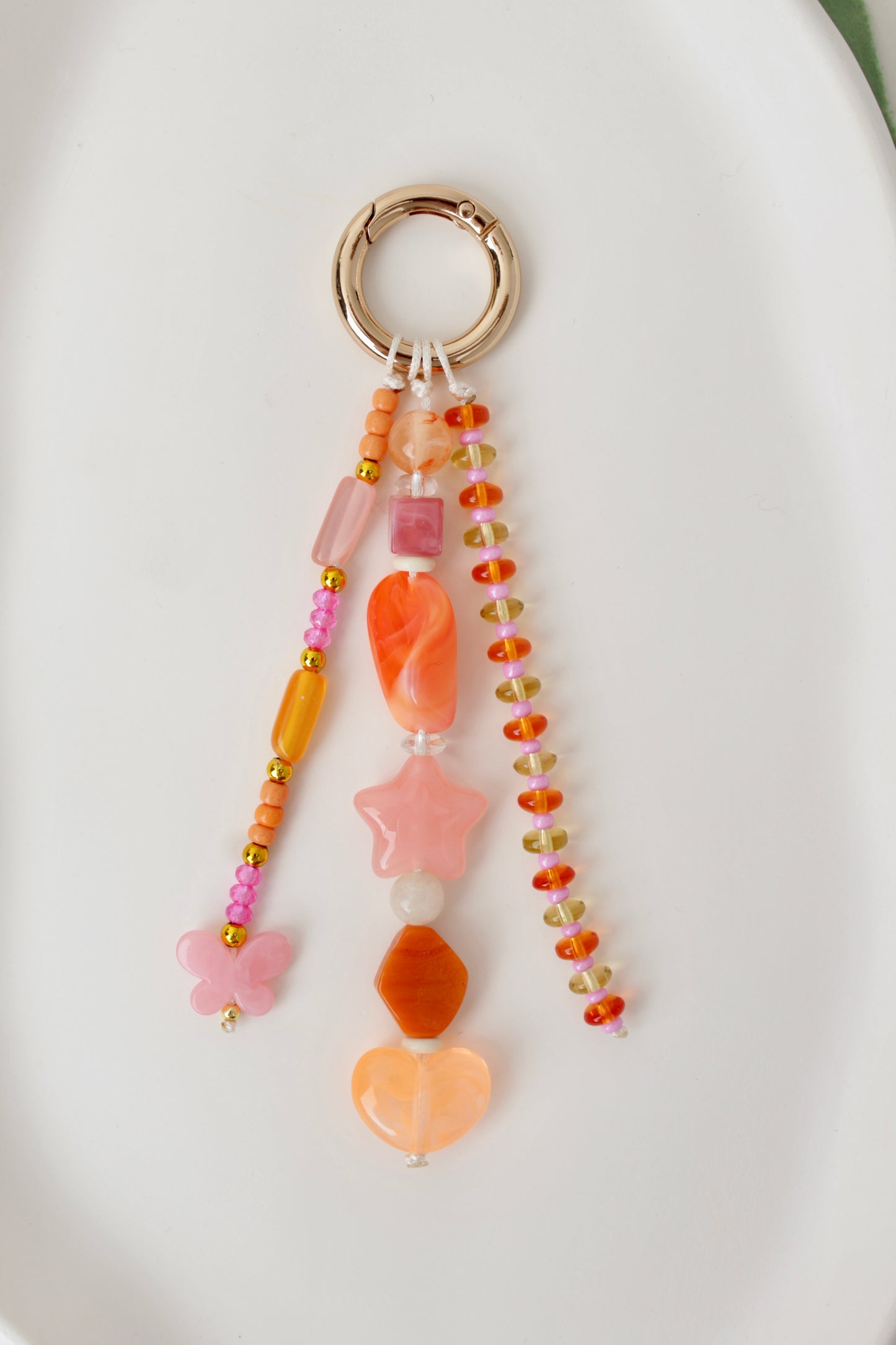 Beaded purse charm, Three strings - 7 colours