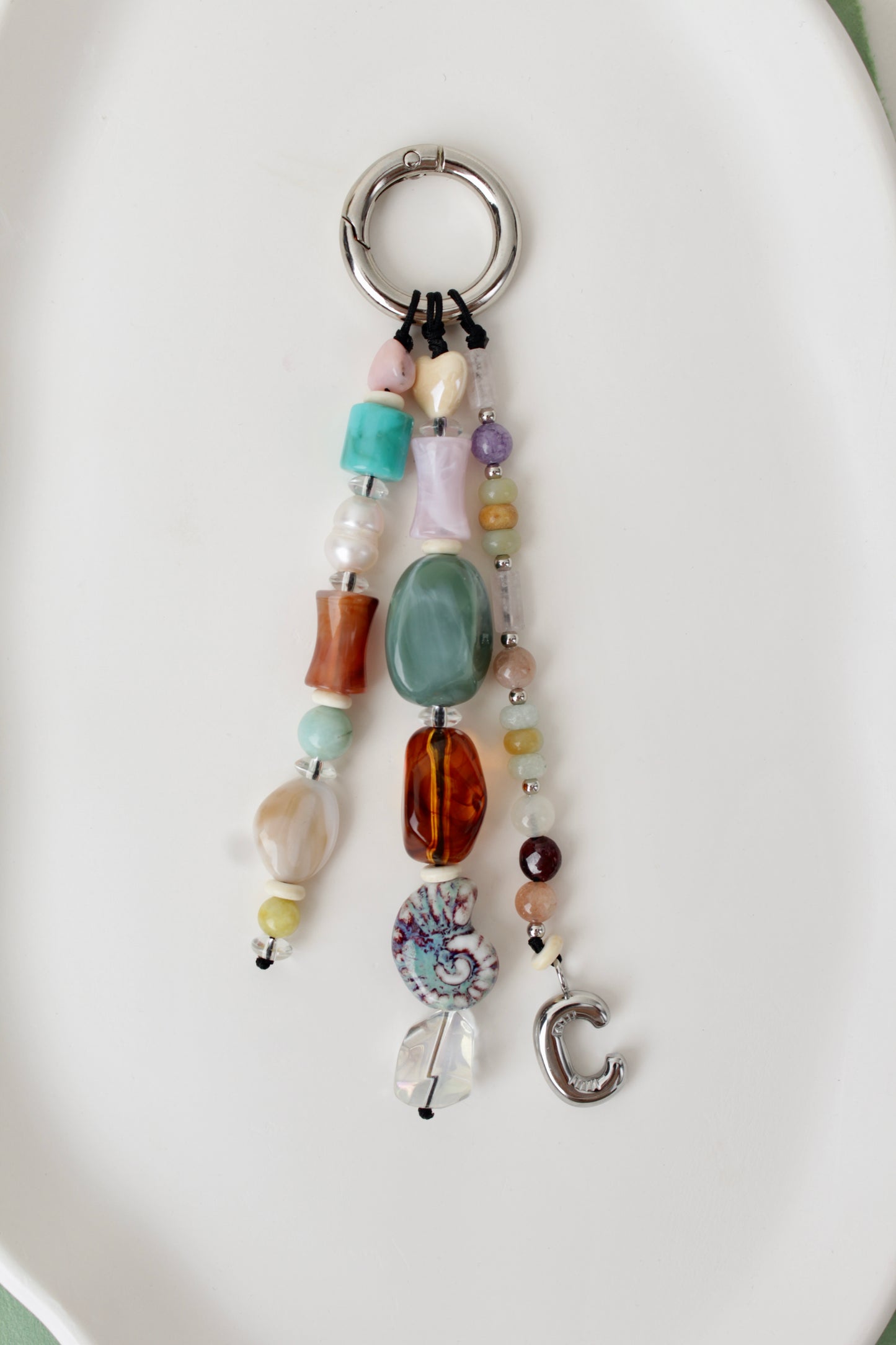 Beaded purse charm, Three strings - 7 colours