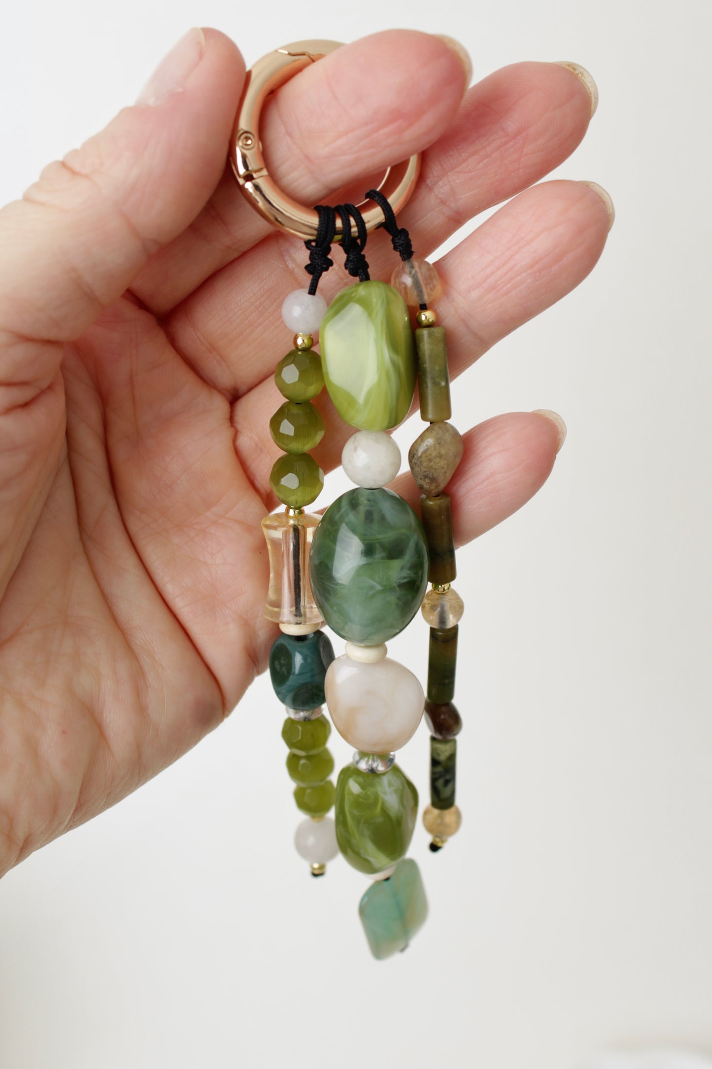 Beaded purse charm, Three strings - 7 colours
