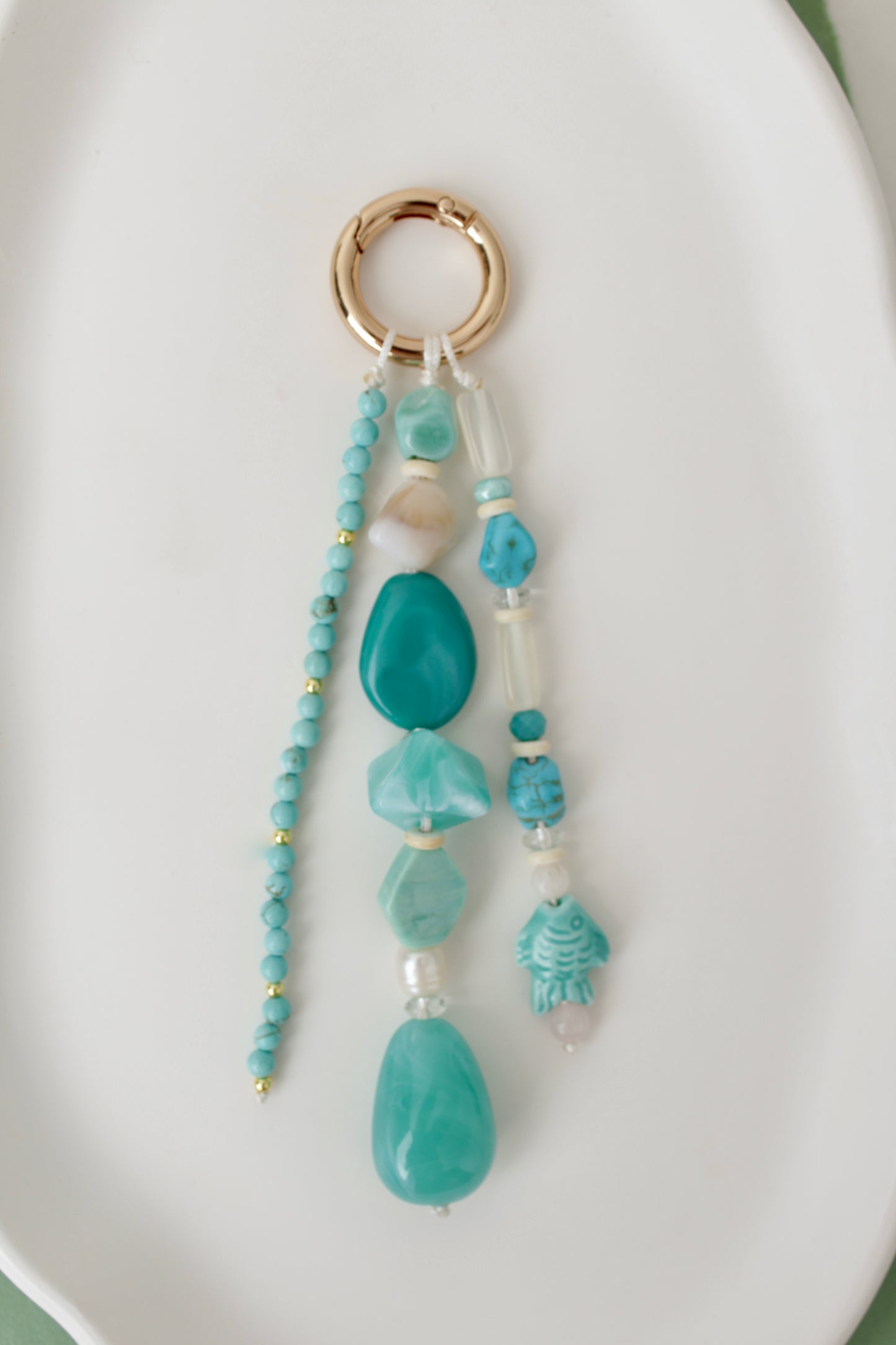 Beaded purse charm, Three strings - 7 colours