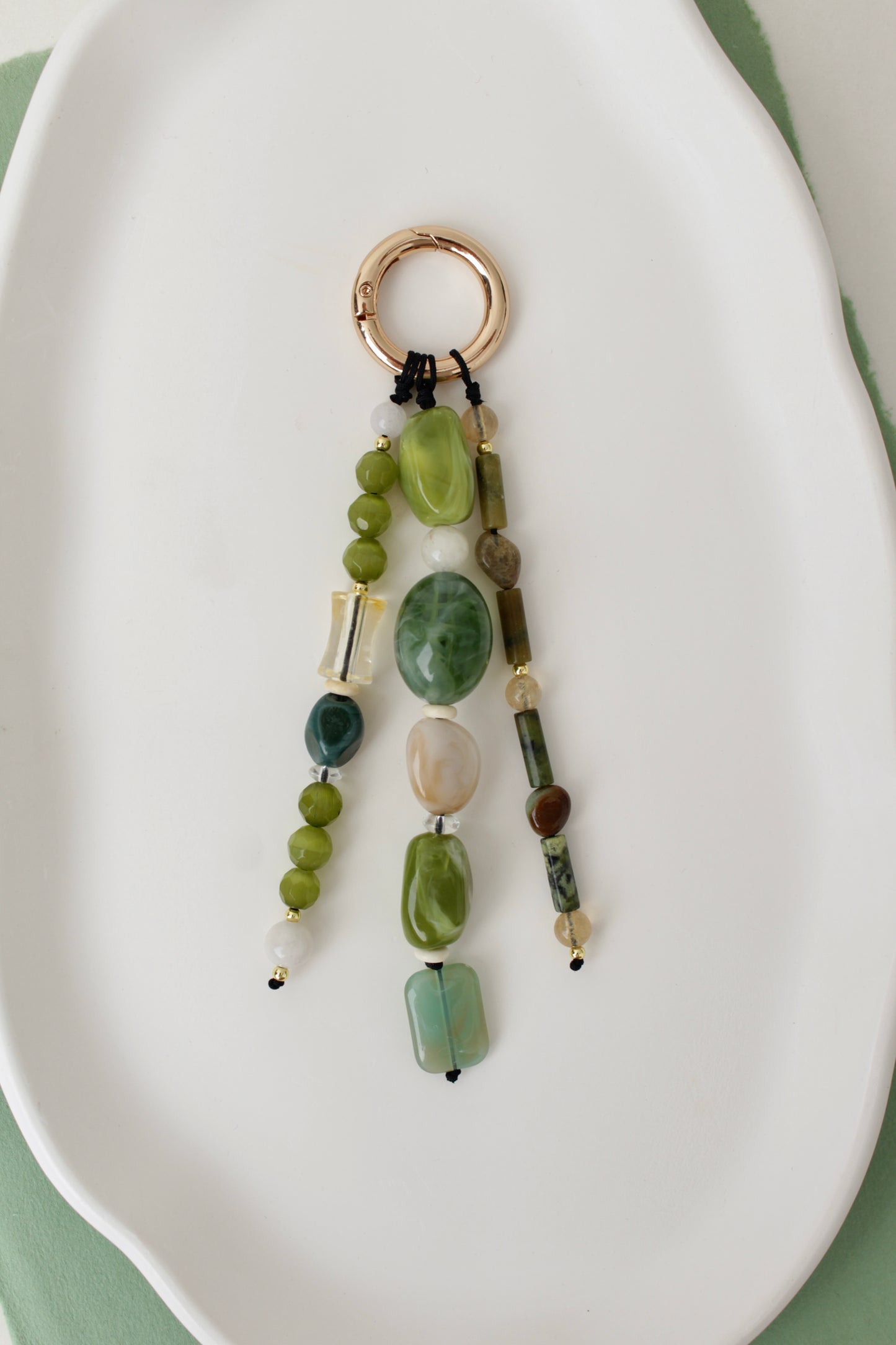 Beaded purse charm, Three strings - 7 colours