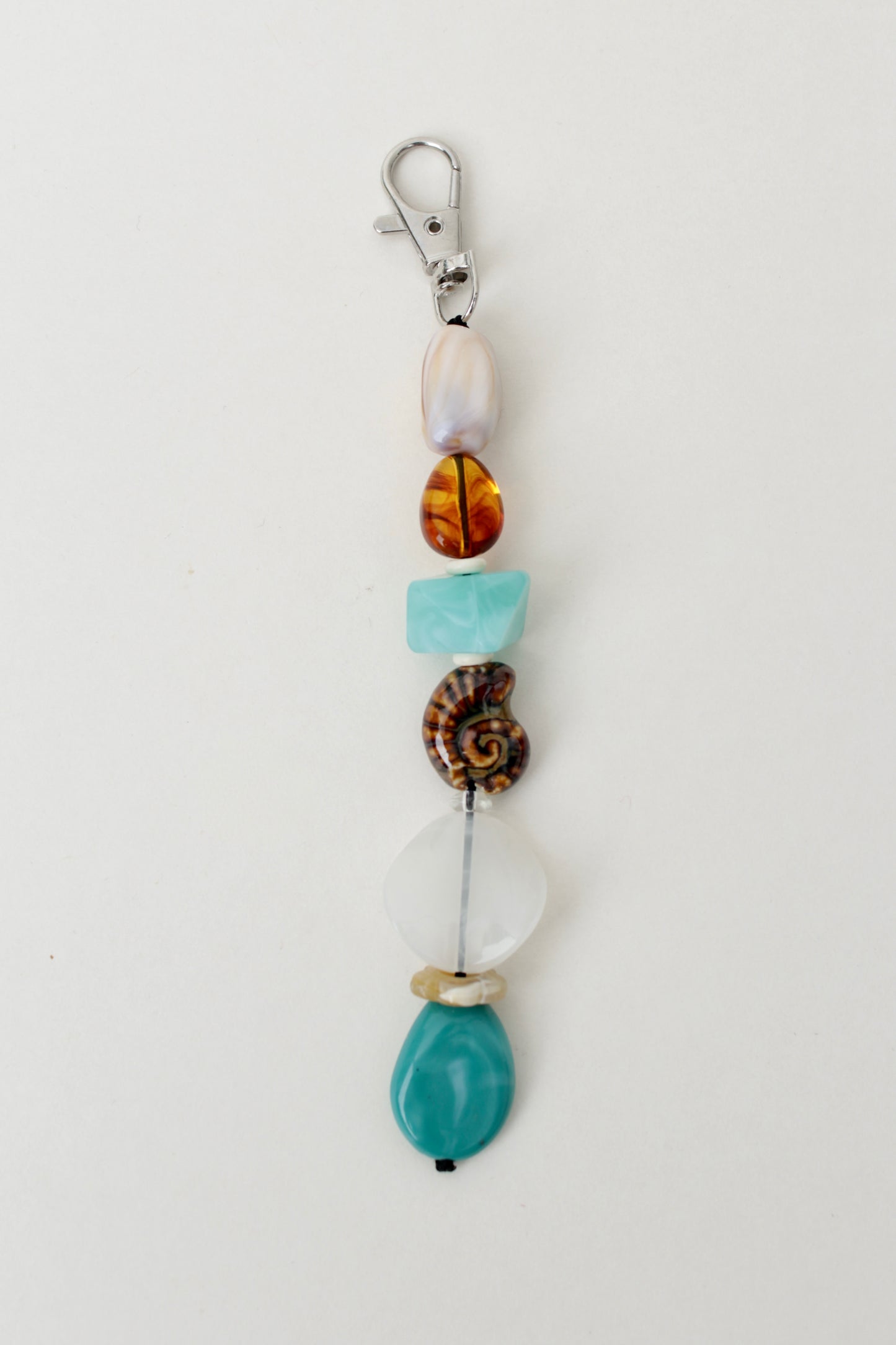 Turquoise and brown Beads Bag Charm.