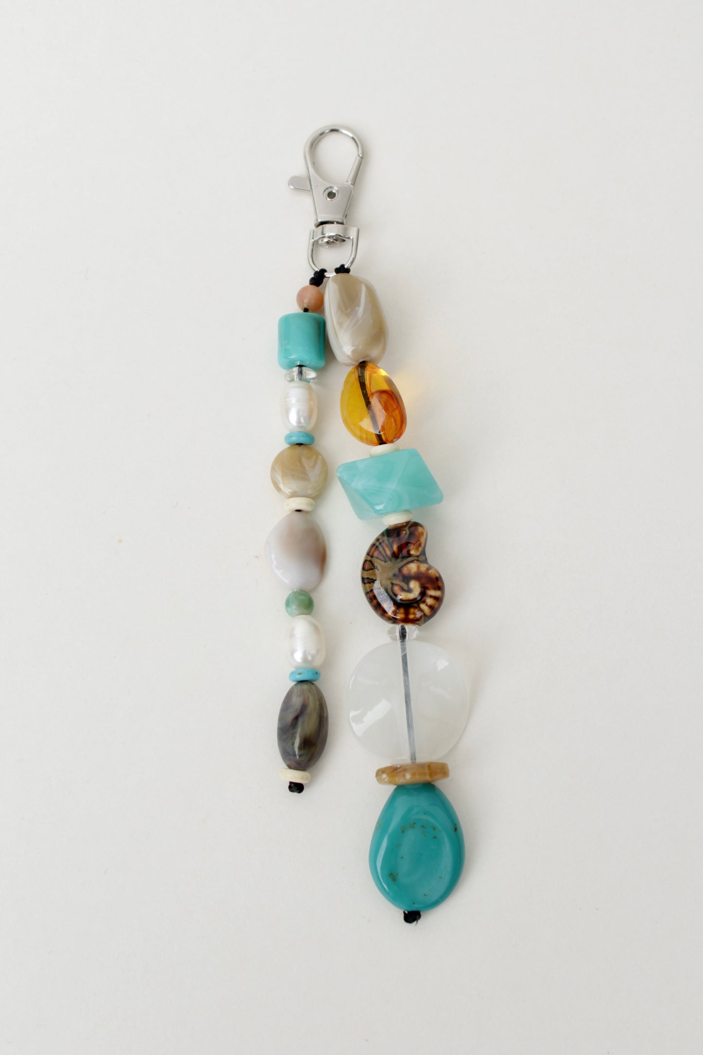 Turquoise and brown Beads Bag Charm.