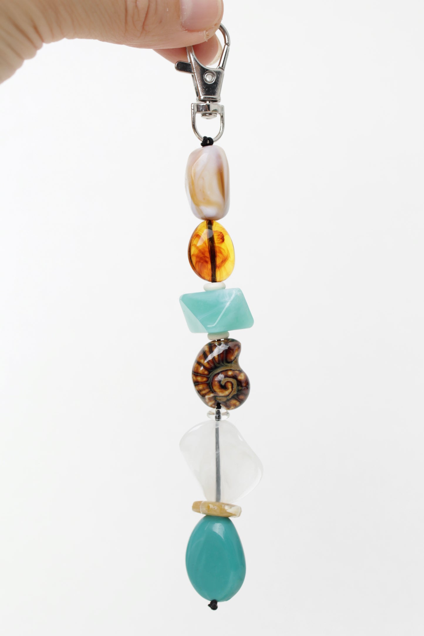 Turquoise and brown Beads Bag Charm.