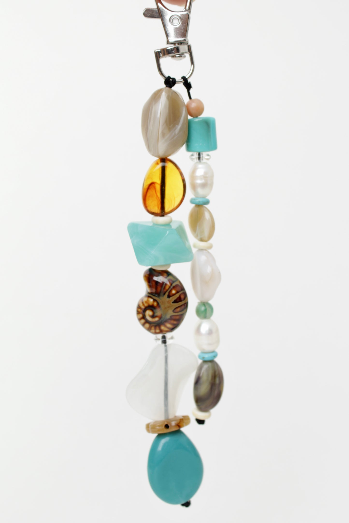 Turquoise and brown Beads Bag Charm.