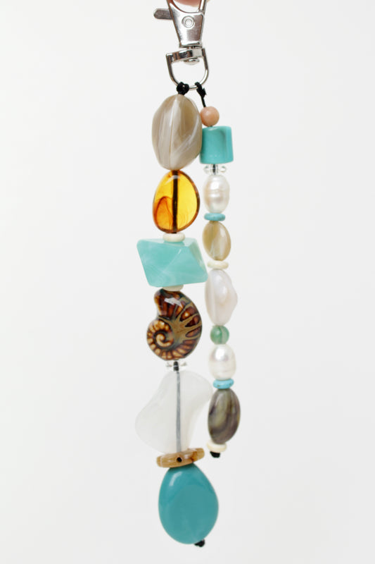 Turquoise and brown Beads Bag Charm.