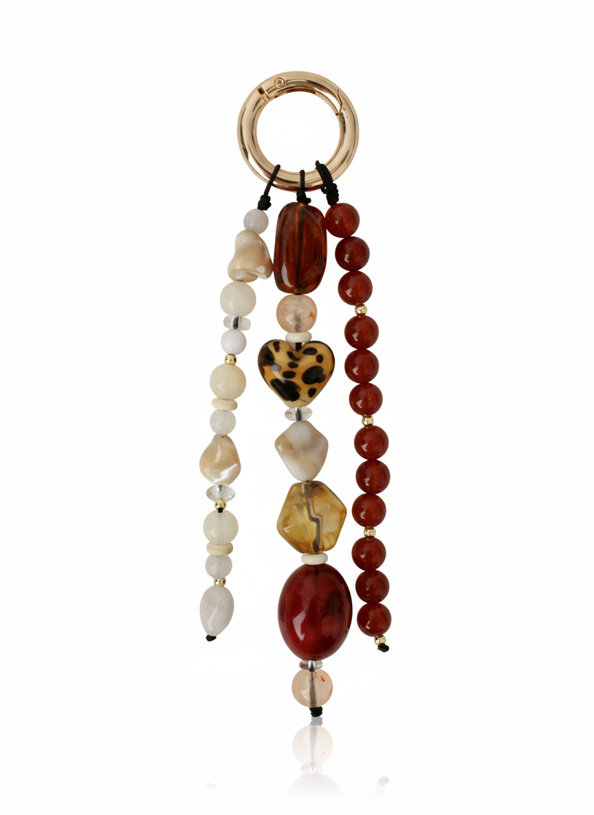 Beaded purse charm, Three strings - 7 colours