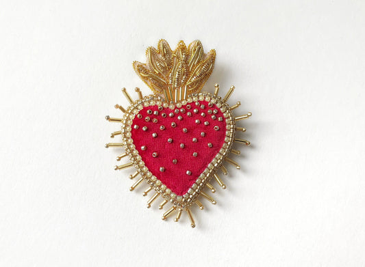 Sacred Heart Embroidered Brooch
