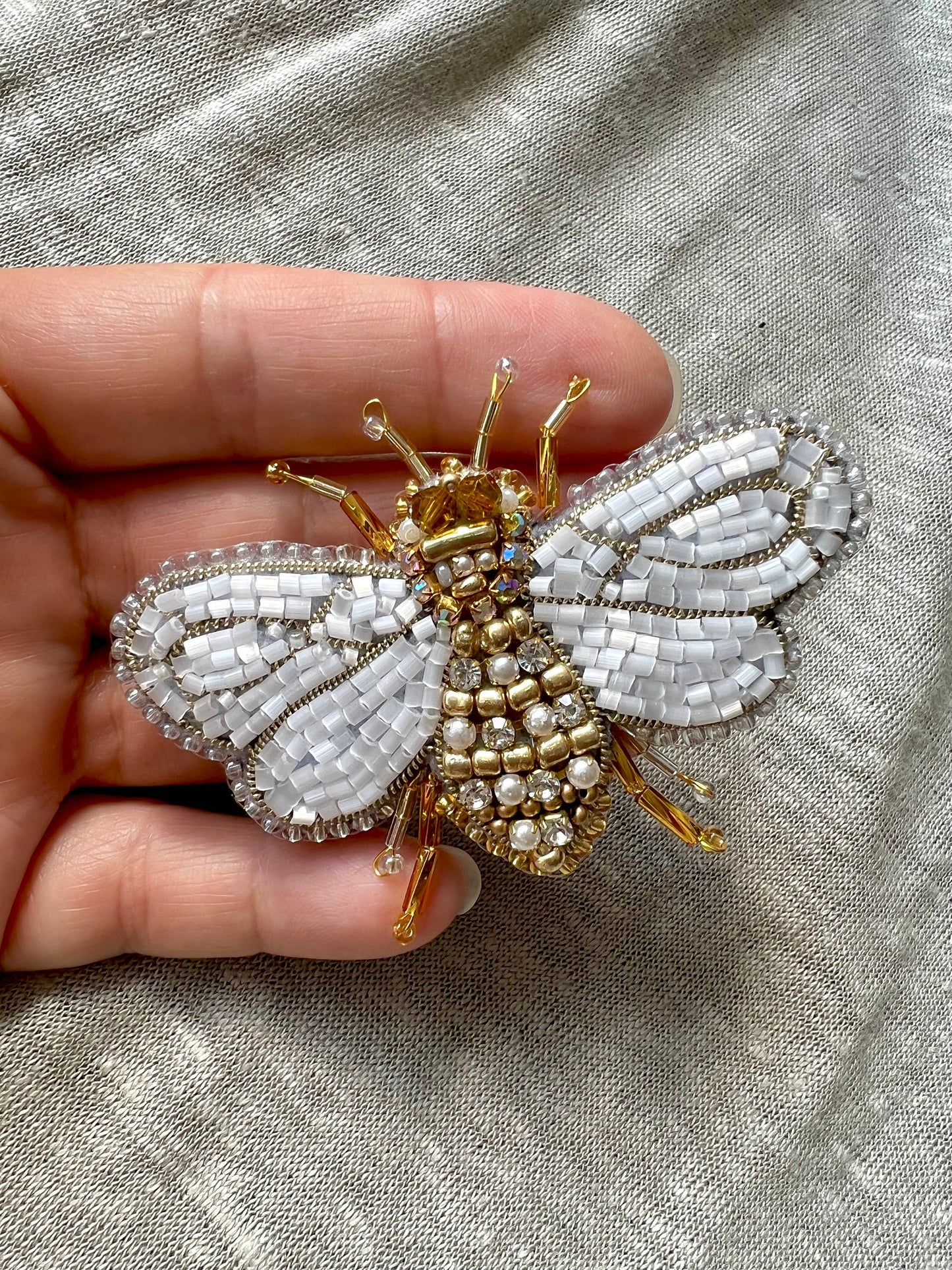 Golden Bee Embroidered Brooch