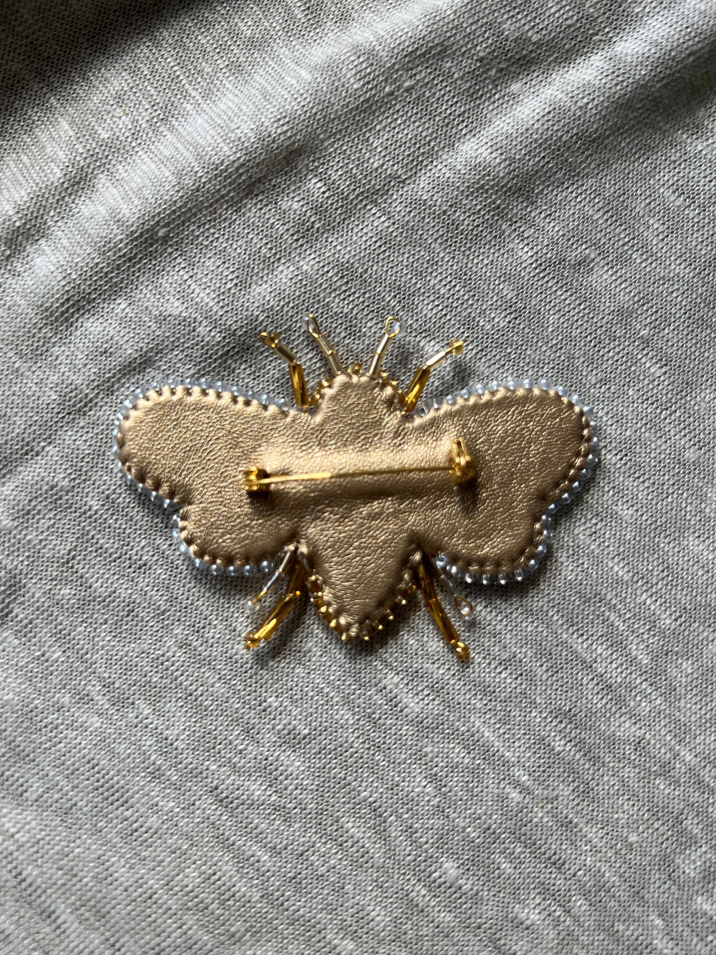 Golden Bee Embroidered Brooch