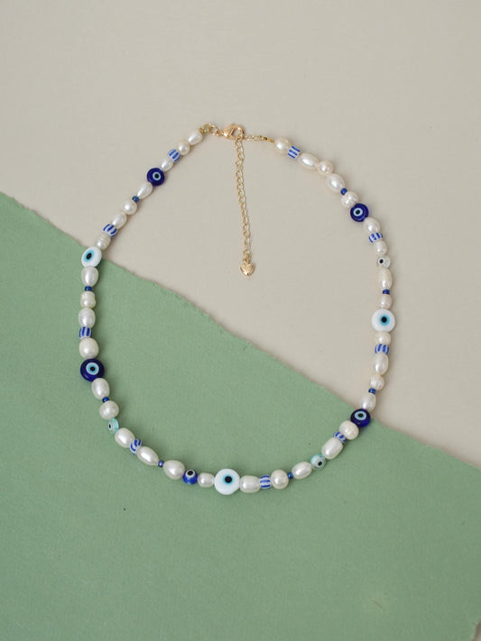 Evil Eye Pearl Necklace